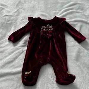 Baby Starters Burgundy Holiday Footie